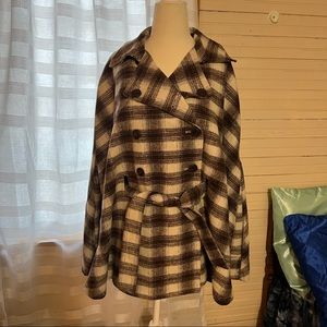 Plaid poncho jacket